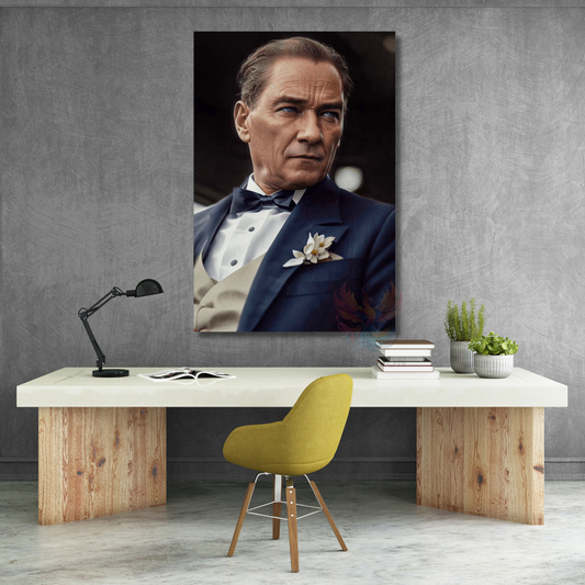 Karizmatik Renkli Atatürk Görseli Kanvas Tablo Dikey Duvar Tablosu