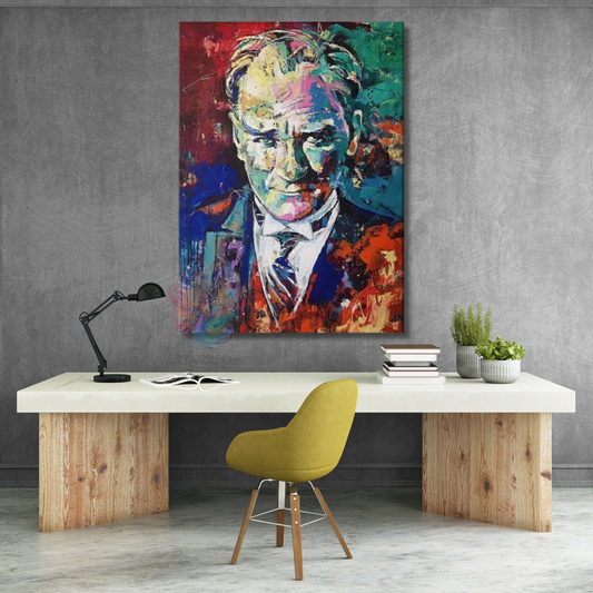 Çok Renkli Atatürk Tablosu Kanvas Duvar Dekoru Ev Ofis Tablo Modeli