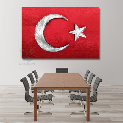 Türk Bayrağı Görseli Kanvas Tablo Ofis Ev Okul Tablo Tasarım Kanvas Tablo