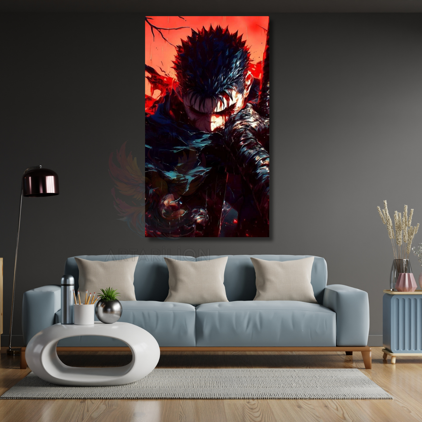 Kanvas Anime Tablosu Guts Berserk Temalı Dijital Baskı Kanvas Tablo Oyuncu Odası Tablosu