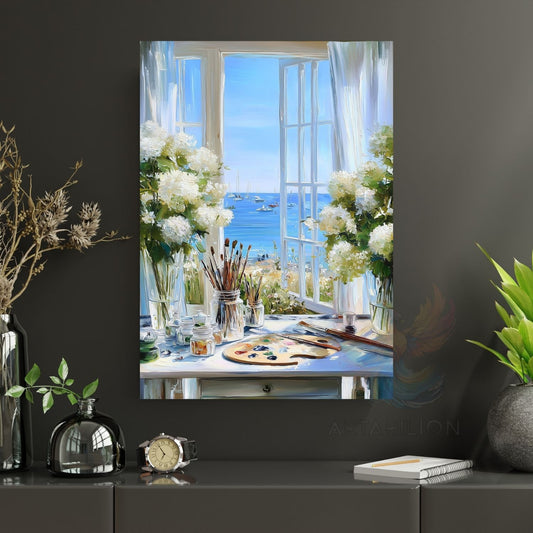 Penceremde Manzara Kanvas Tablo Duvar Tablosu Modern Ev Dekoru Kanvas Salon Tablosu