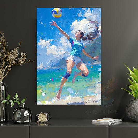 Voleybol Oynayan Kız Kanvas Tablo Duvar Tablosu Modern Ev Dekoru Kanvas Salon Tablosu